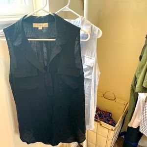 SET OF 2 Loft Sleeveless Collared Shirts